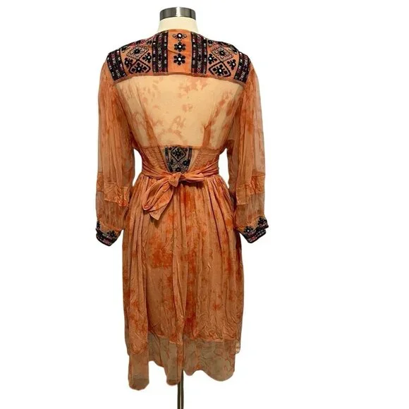 Free People Market Place Embroidered Maxi Top S Boho Festival - Picture 6 of 16